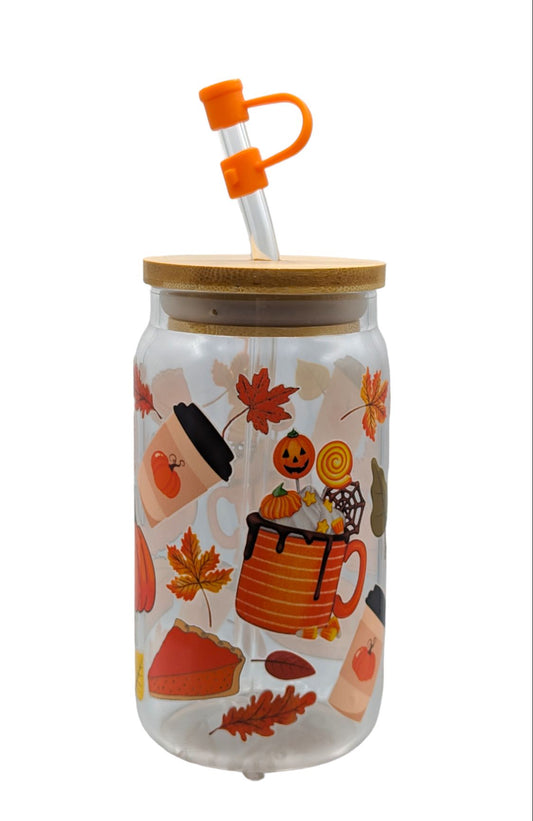 Pumpkin season glass cup